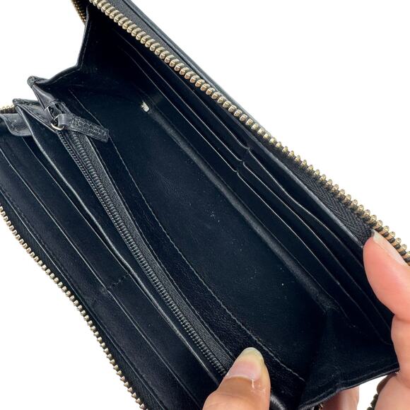 Gucci GG Guccissima Monogram Black Leather Zip Around Wallet with Double G Logo - Picture 8 of 11